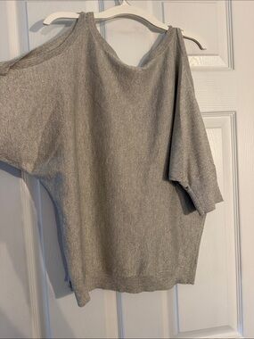 Express Metallic Light Gold Off-Shoulder Sweater